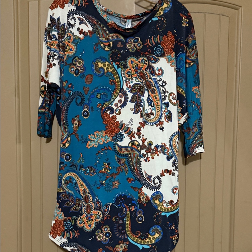 Auditions Blue and White Paisley Blouse